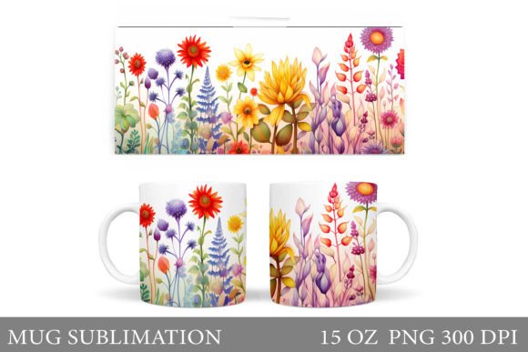 Download Flowers Mug Design. Wildflowers Mug Wrap - Flower Collection
