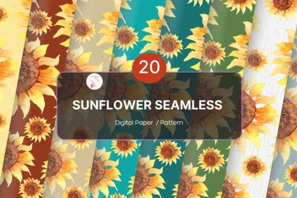 Download Sunflower Watercolor Digital Paper Pack - Flower Collection