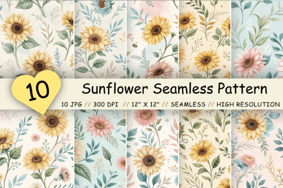 Download Sunflower Seamless Pattern Bundle - Flower Collection