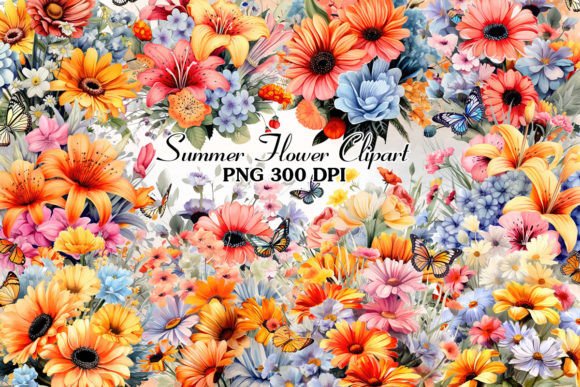 Download Summer Flower Watercolor Clipart Bundle - Flower Collection