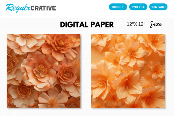 Download Orange Flower Digital Paper Backgrounds - Flower Collection