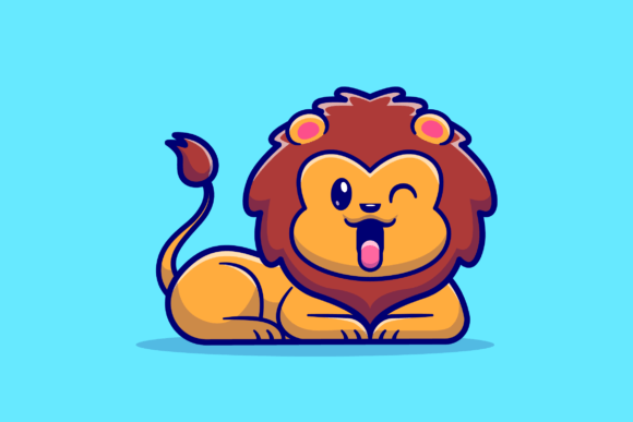 Download Cute Lion Smiling Cartoon Illustration - Premium Bundle