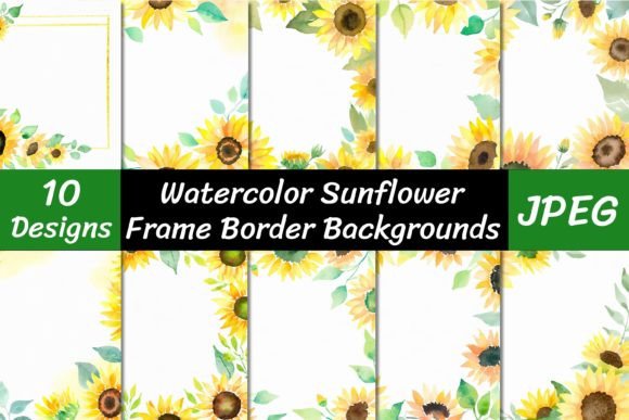 Download Watercolor Sunflower Frame Backgrounds - Flower Collection