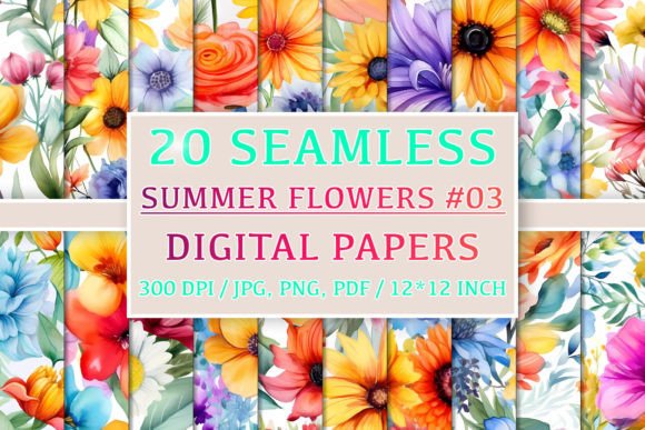 Download 20 Seamless Summer Flower Patterns #3 - Flower Collection