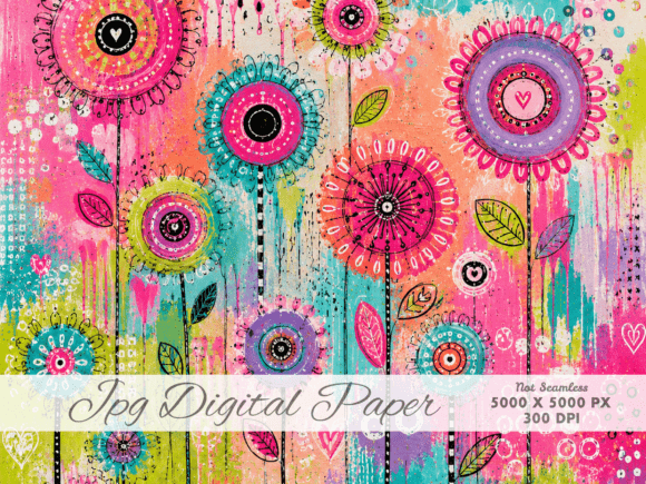 Download Flower Pop Abstract Digital Paper JPG - Flower Collection