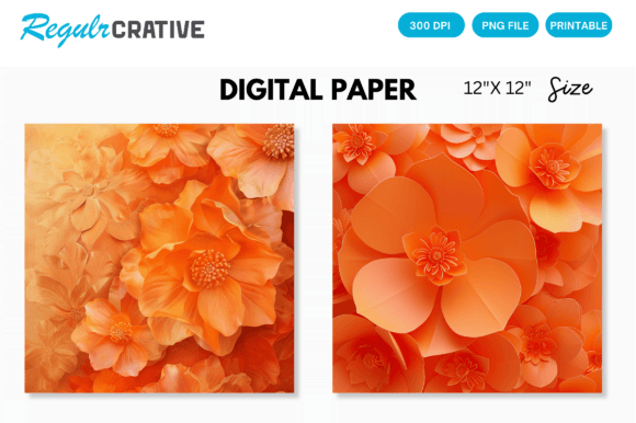 Download Orange Flower Digital Paper Backgrounds - Flower Collection