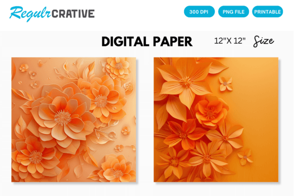 Download Orange Flower Digital Paper Backgrounds - Flower Collection