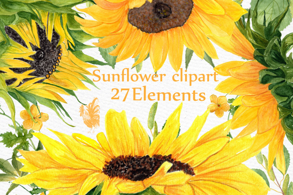 Download Sunflower Watercolor Clipart SUNFLOWER CLIP ART Wedding Clipart Floral Clipart Separate Flowers Diy Wedding - Flower Collection
