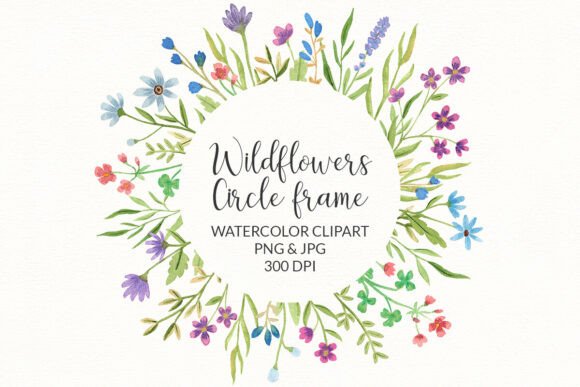 Download Floral Wreath, Circle Frame Wildflowers - Flower Collection