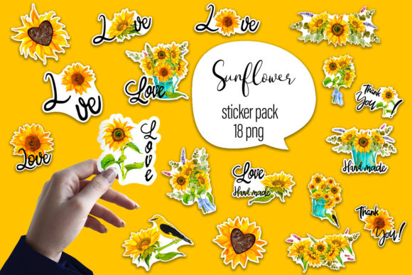 Download Sunflower Watercolor  - Sticker Pack - Flower Collection