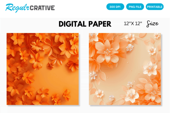 Download Orange Flower Digital Paper Backgrounds - Flower Collection