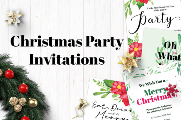 Download Watercolor Christmas Party Invitations - Premium Resources