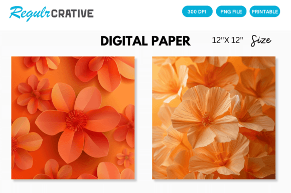 Download Orange Flower Digital Paper Backgrounds - Flower Collection