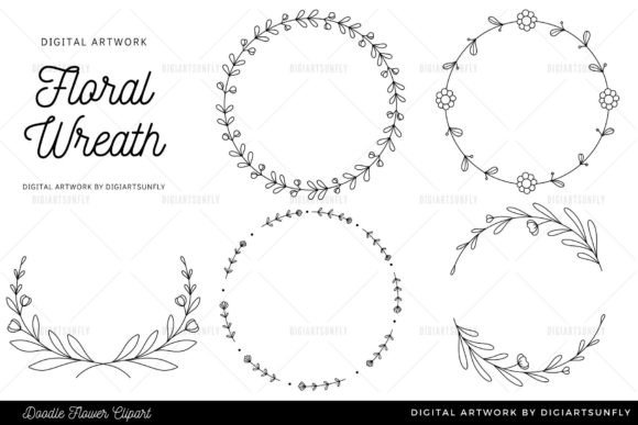 Download Flower Wreath Clipart/Hand Drawn - Flower Collection