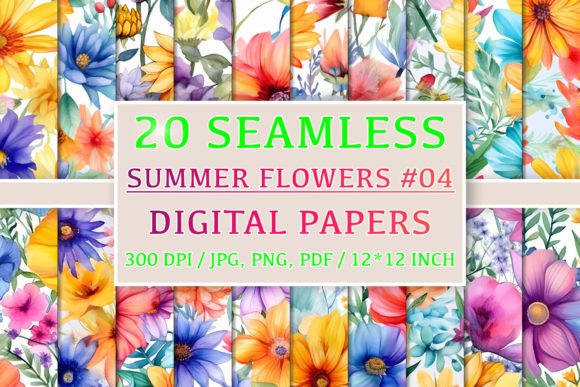 Download 20 Seamless Summer Flower Patterns #4 - Flower Collection
