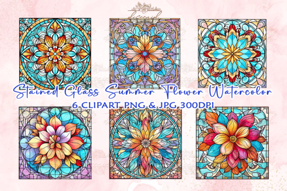 Download Stained Glass Summer Flower Watercolor - Flower Collection