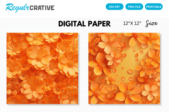 Download Orange Flower Digital Paper Backgrounds - Flower Collection