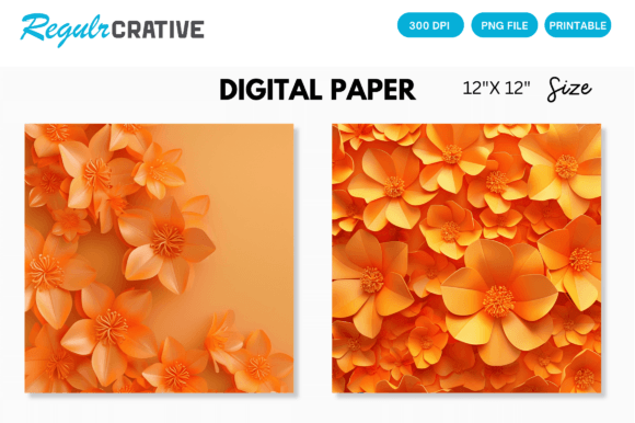 Download Orange Flower Digital Paper Backgrounds - Flower Collection