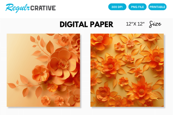 Download Orange Flower Digital Paper Backgrounds - Flower Collection
