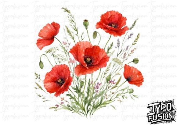 Download Poppy Meadow Spray Flower PNG - Flower Collection