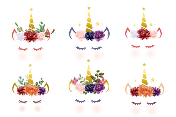 Download Beautiful Pack of Unicorns with Flowers - Flower Collection
