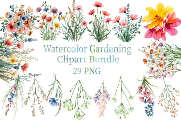 Download Watercolor Flower Clipart Bundle - Flower Collection